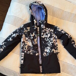 Roxy Girl’s Floral Black and White Winter Jacket